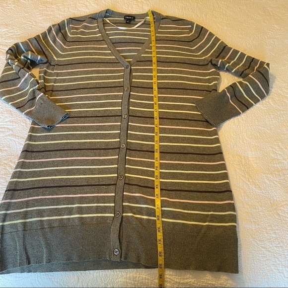 Torrid Pastel Stripe & Gray Button Front Boyfriend Cardigan - 1X - Picture 12 of 14